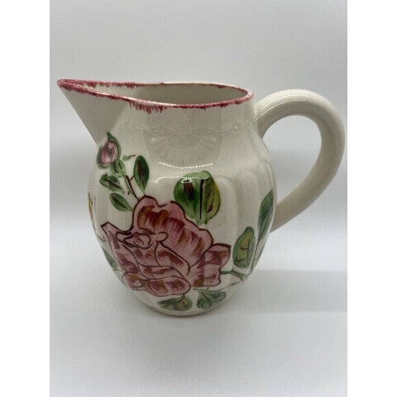 Southern Potteries Blue Ridge Erwin Rose Pitcher, Virginia Style 6 Inch Jug - Picture 8 of 16